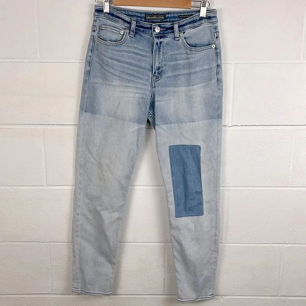 Abercrombie & Fitch high rise girlfriend patchwork jean